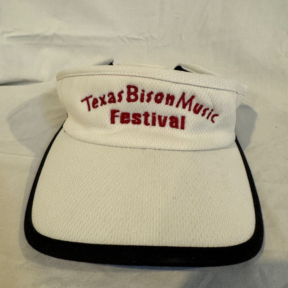 ChariTEES Cool Off Golf Visor Texas Bison Music Festival Staff White Cap OSFM